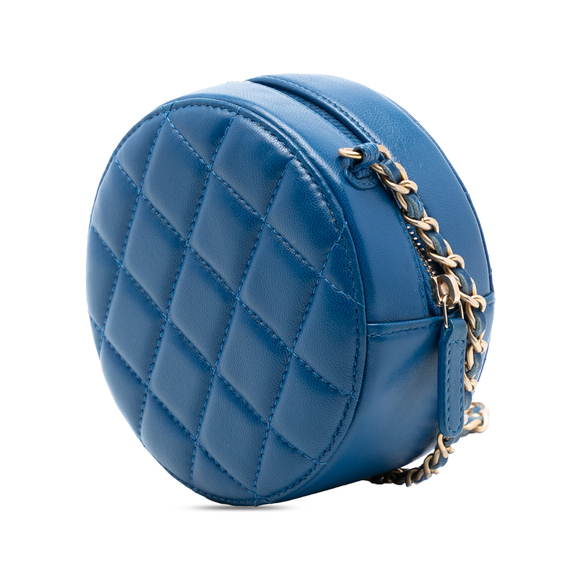 Pre-Loved Chanel CC Quilted Lambskin Pearl Crush Round Clutch with Chain - Picture 2 of 7